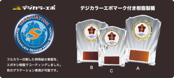 フルカラーオリジナルマーク付き樹脂製楯